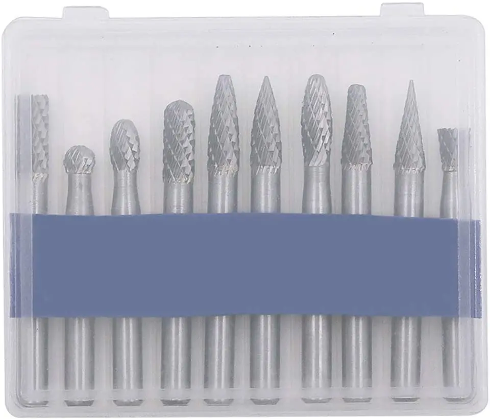 Binoax 10pcs Tungsten Carbide Burrs Set 3/6MM Shank Double Cut Solid Carbide Rotary Burr Set for Die Grinder Drill images - 6