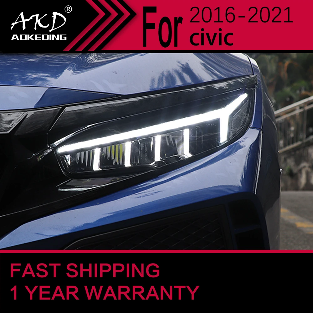

Автомобильные фары для Honda CIVIC, светодиодные фары 2016-2021 Civic, фары головного света, ДХО, Проекционные линзы, автомобильные аксессуары