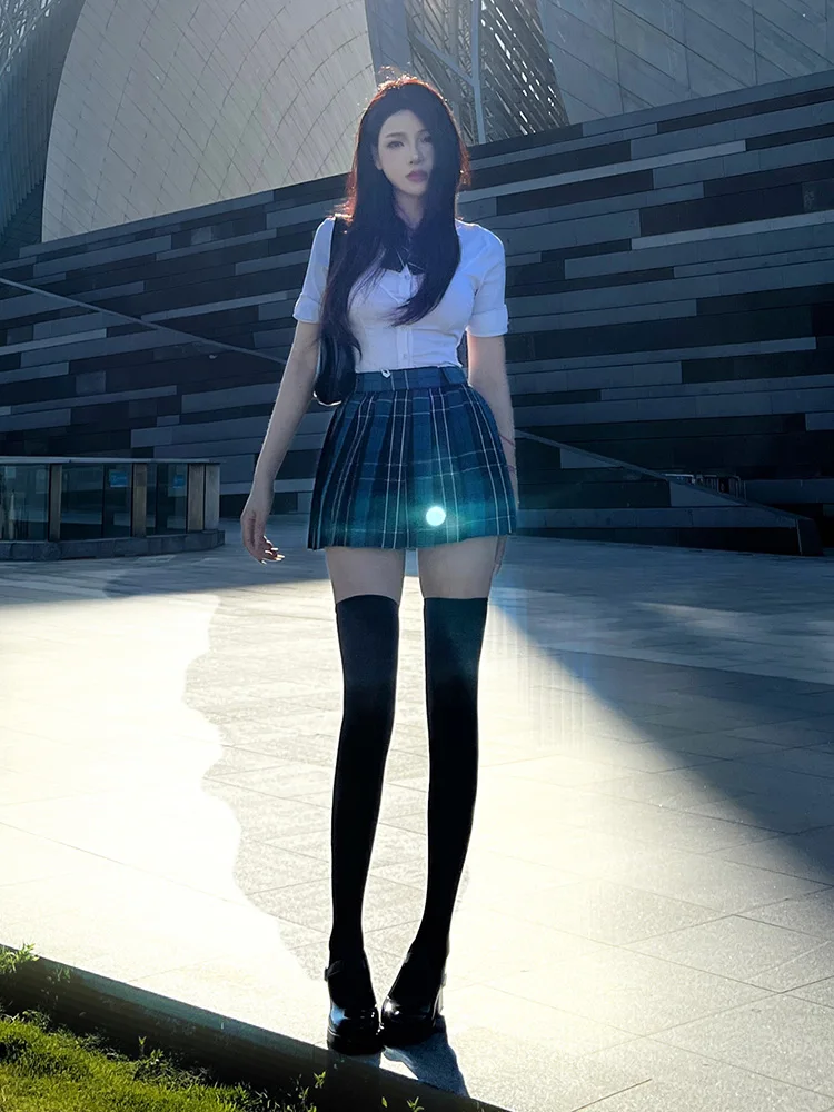 Preppy Jk Uniform Set Original Gyaru Pure Desire Sexy High Waist Pleated Skirt Women Summer Rich Home Gold Wear