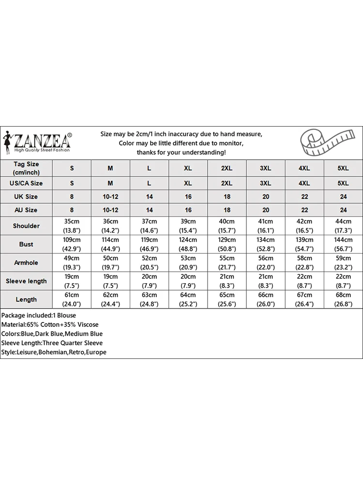 Летняя Блузка ZANZEA 2024 женская джинсовая голубая рубашка с коротким рукавом