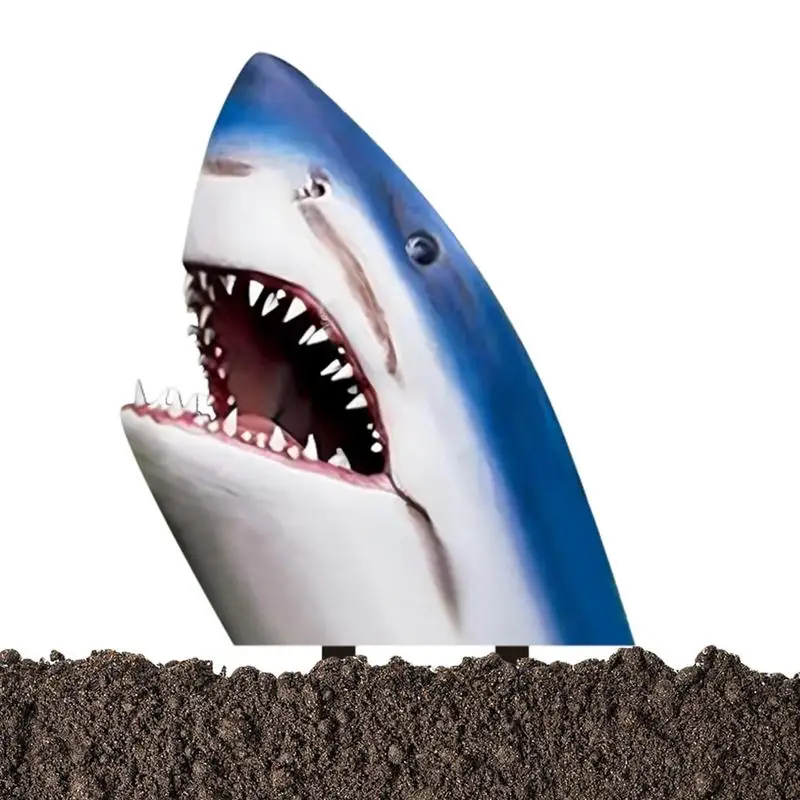 

Acrylic Shark Garden Stake Shark Head Sculpture Double-Sided Ground Decor For Garden Decoration Sea Animal Figurines Outdoor