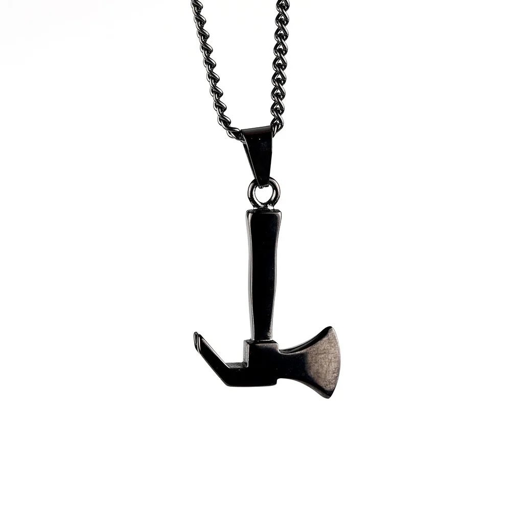

Stainless Steel Men Punk Rock Axe Pendant Necklace Black Weapon Jewelry Gift with Chain
