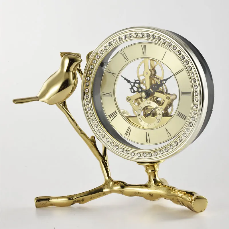 

Z-T008 Pure Fine Copper Table Clock With Elk Silent Quartz Cuprum Desk Clock Deer Decoration