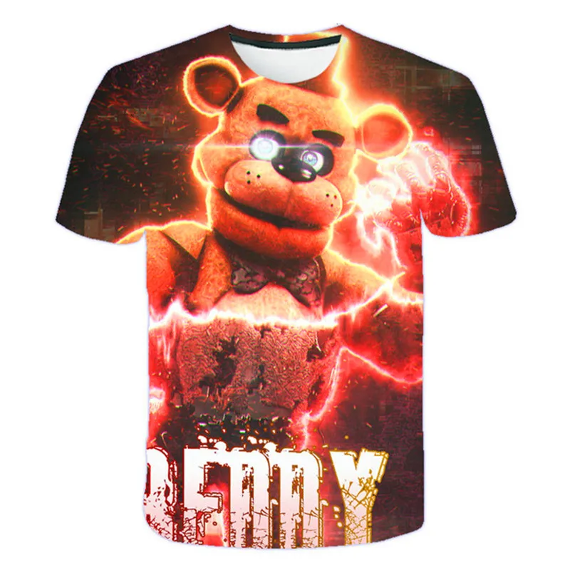 

2022 Summer Fashion Five Night At Freddy T-shirts Children Boys Girls Short Sleeves Tops Tees Kids FNAF Cartoon Casual 4-14 Year