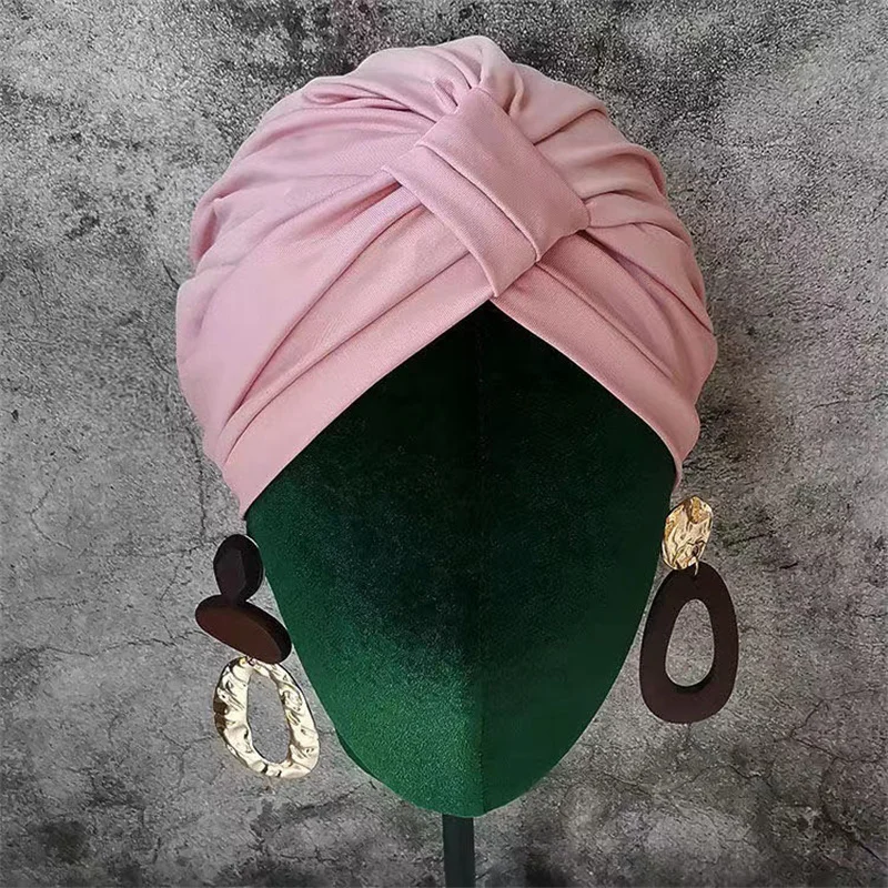 

Soft Modal Cotton Women's Knotted Turban Cap Muslim Headscarf Bonnet Female Head Wraps Chemo Beanie Ladies Hair Loss Hat