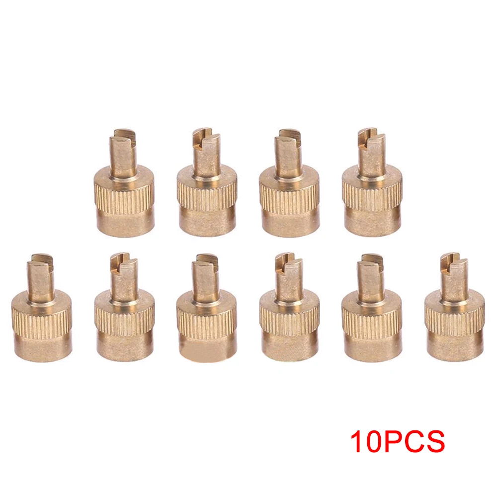 

10Pcs Copper Slotted Head Valve Stem Caps With Core Remover Tools For Valve For Cars Motorcycle Mount Protection