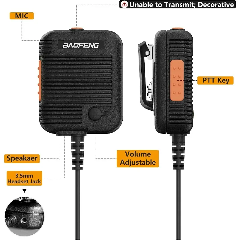 Фото Тактический динамик-микрофон BAOFENG UV-25 с регулировкой громкости, портативный, для GMRS 5RM, любительского радио, BF-F8HP, UV-5RH, GPS-радио (зеленый) №2