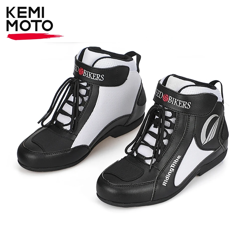 Motorcycle Racing Boots Motorbike Shoes Motorsport Riding Boots Breathable Waterproof Leather Protective Gear Four Seasons