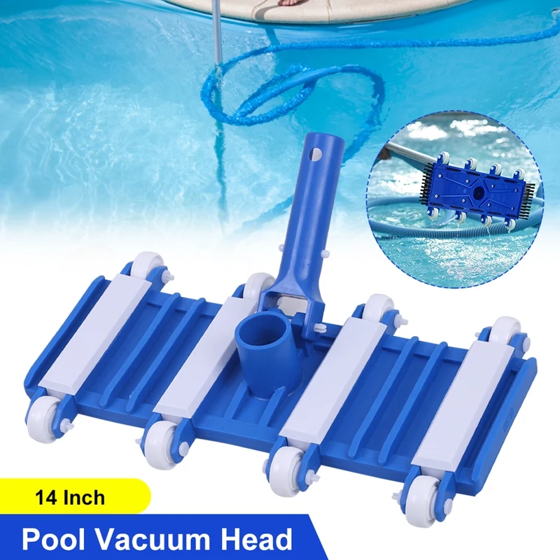 14 Inch Flexible Pool Vacuum Head With Wheels Side Brush For Pond Spa Hot Tub Cleaning