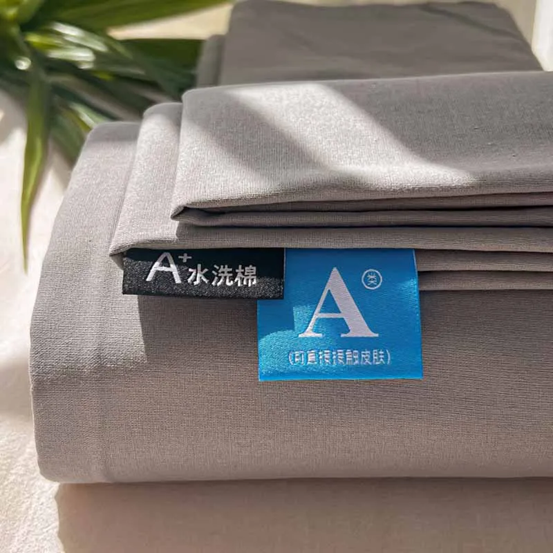 INS Sle Solid Washed Cotton Bed Sheet Single Student Dormitory Double Non-Cotton Quilt Pillowcase Three-Piece...