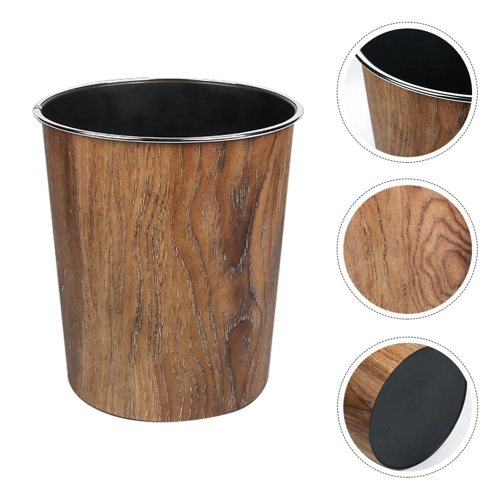 

Can Waste Trash Bin Bedroom Bathroom Garbage Round Basket Storagelarge Dorm Office Wooden Containers Kitchen