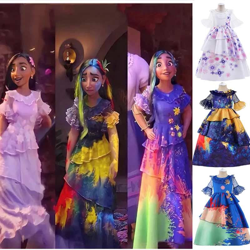 

Платья Принцессы Диснея с вышивкой Cossplay, бальное платье с цветочной вышивкой, кружевные вечерние костюмы для девочек, одежда, платья на день...