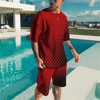 short sleeve sportswear trend man set breathable t shirt shorts 2 piece 3d black dot printed oversized summer new clothes tops