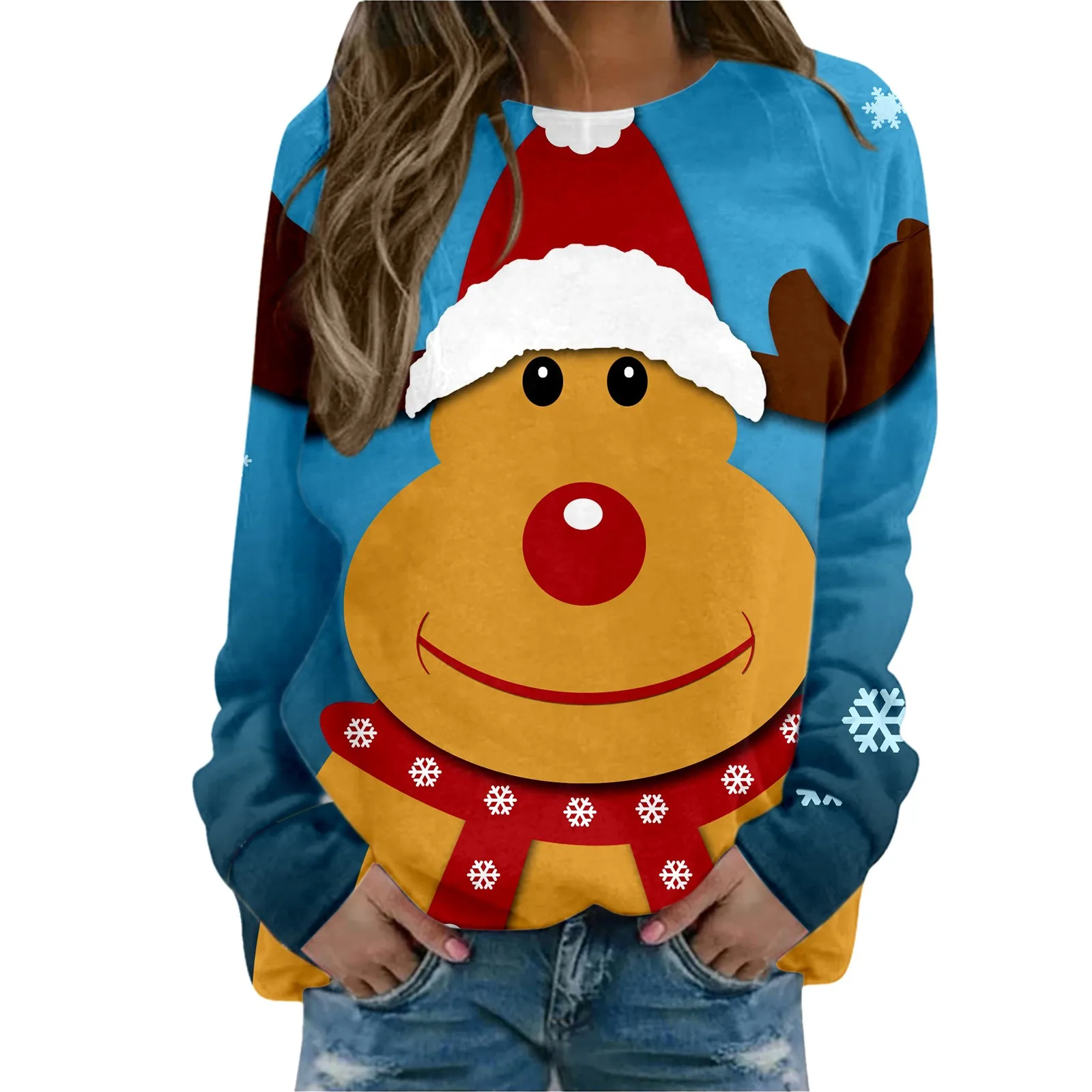 

Женский свитшот с круглым вырезом, с длинным рукавом