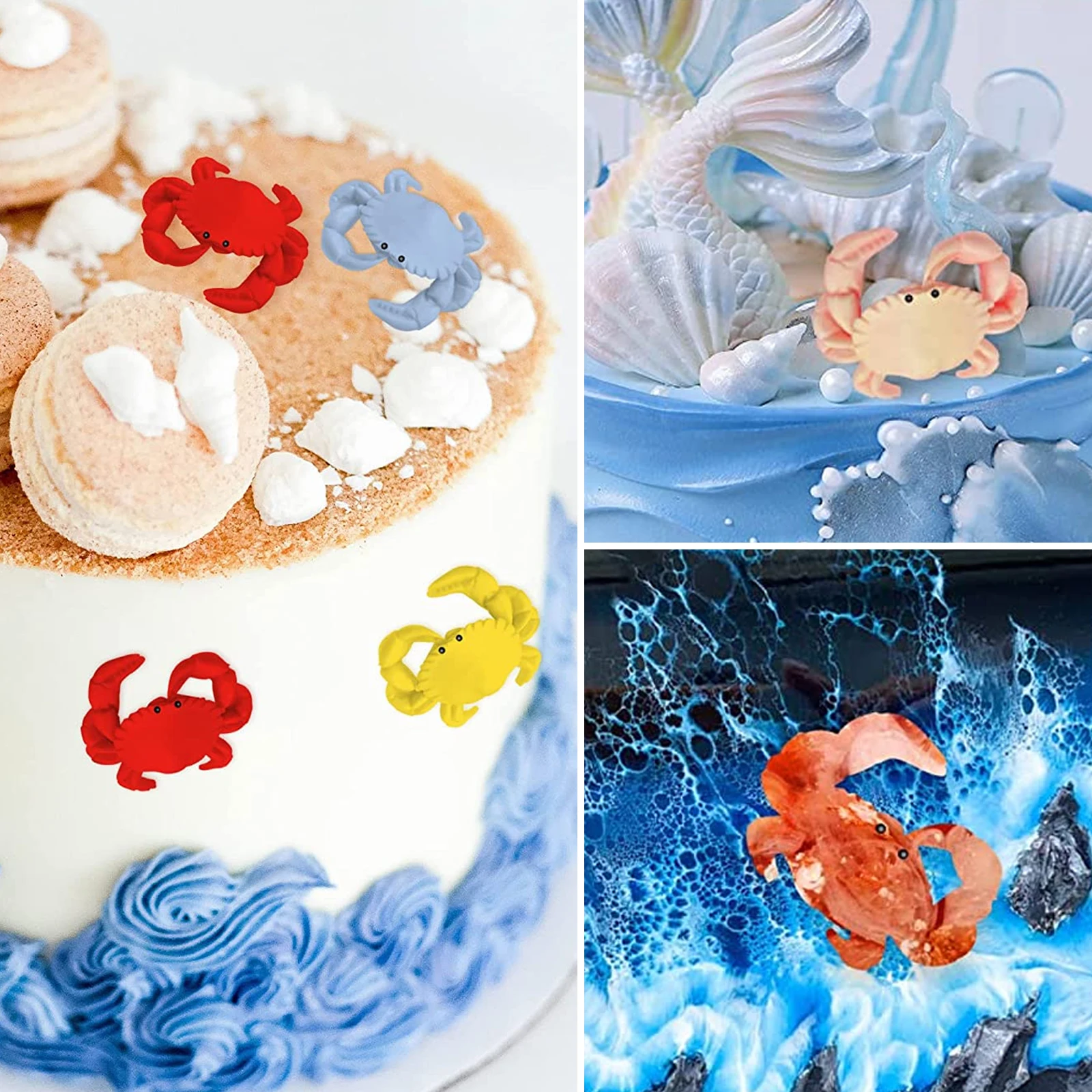 

2 Pcs Cute Crab Shaped Epoxy Resin Molds Ocean Theme Crabs Fondant Molds Sugarcraft Candy Molds Kitchen Baking Decoration Tools