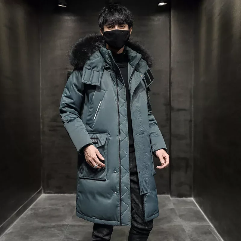 Coat White Duck Down Hight Quality Male New Winter Down Coat Fashionable Coat Thicken Jacket  Men Hooded Warm Lengthen Parka