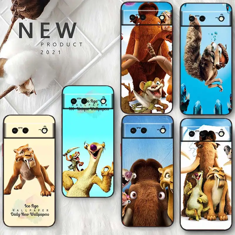 

Cute Cartoon Ice Age For Google Pixel 7 6 Pro 6A 5A 5 4 4A XL 5G Black Phone Case Coque Capa Soft TPU Silicone Fundas