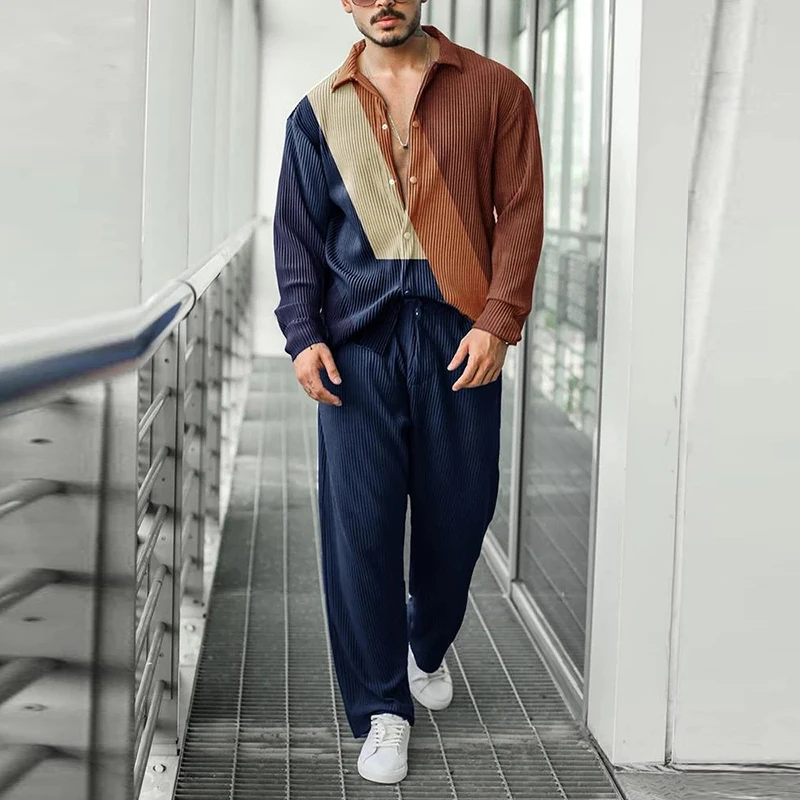 Костюм мужской из двух предметов рубашка с длинным рукавом и брюки - купить по