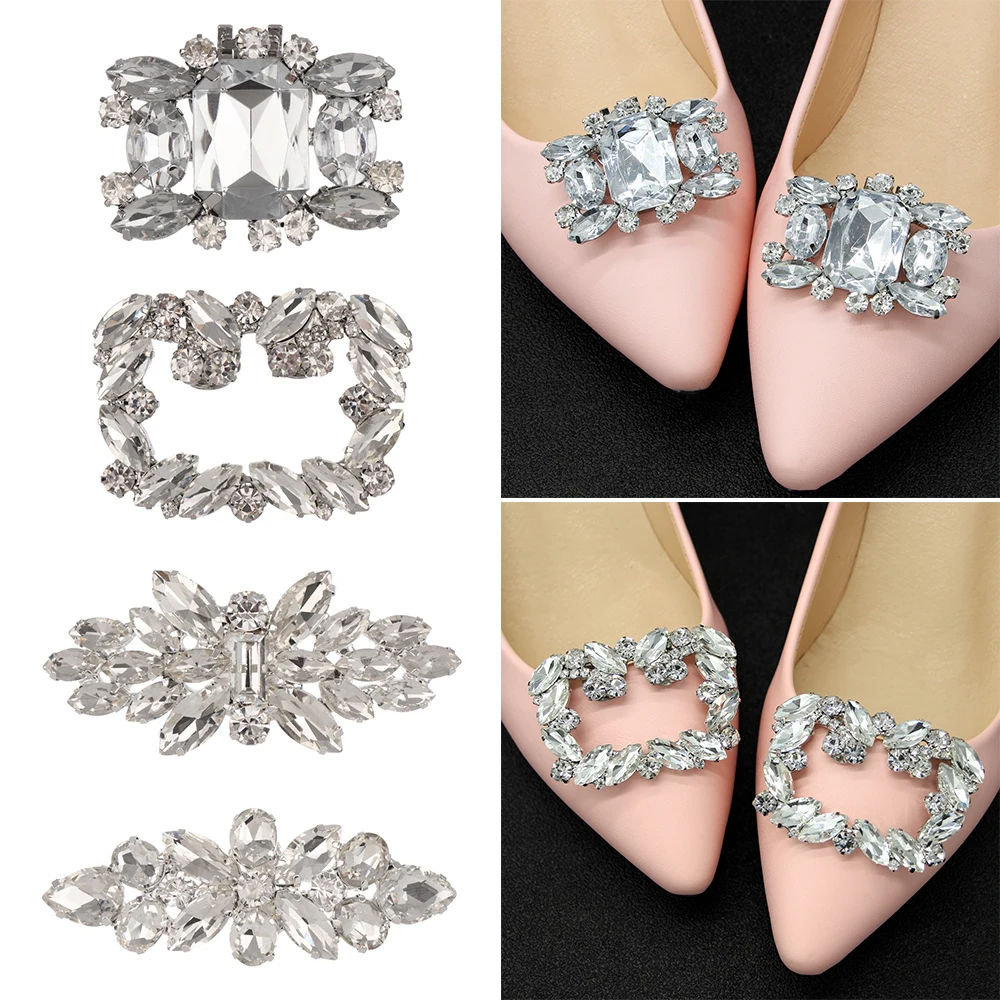 1Pc Shiny Rhinestone Decorative Clips Women Wedding Square Clamp Shoe Clip Bride High Heel Charm Buckle Decorations - купить по