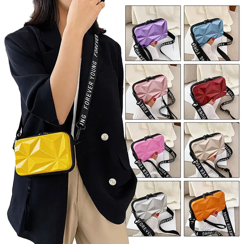 Women Mini Suitcase Shape Shoulder Crossbody Bag Hard Shell Cosmetic Phone Bag Handbag Clutch Toiletry Luggage Shape