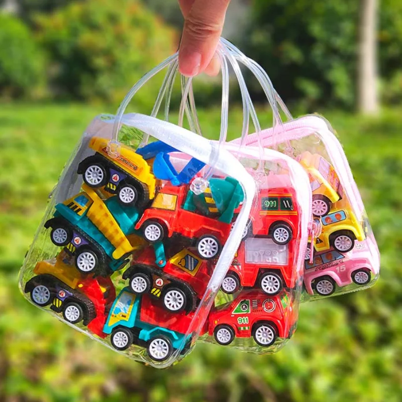 

6 Pcs Mini Car Model Toy Pull Back Car Toys Engineering Vehicle Fire Truck Kids Inertia Cars Boy Diecasts Toy for Children Gift