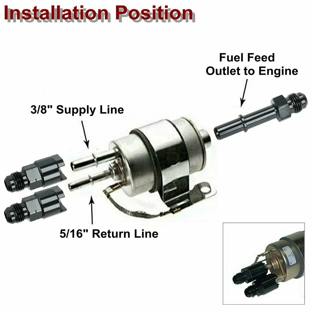 -Внешняя деталь 6AN для быстрого подключения 3/8 GM с резьбой EFI Разъем Черный LS