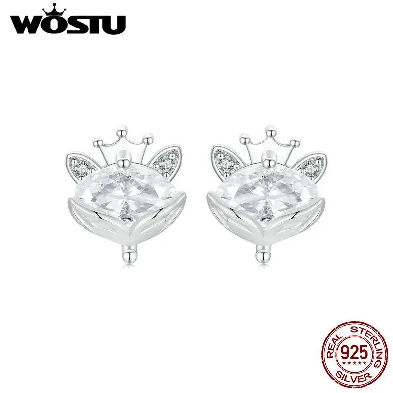 Женские блестящие серьги-гвоздики в виде короны из серебра 925 пробы