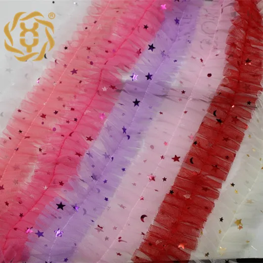 4 см звездная сетка по центру плиссированное кружево детская повязка на голову