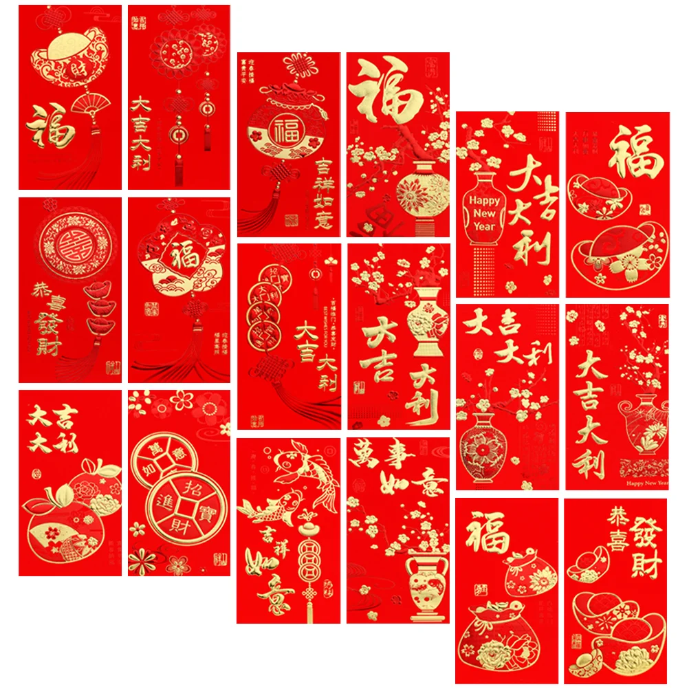 

36 шт., красный конверт-кошелек на новый год, конверты на Луну 2023, китайский подарок, искусственная сумка для денег
