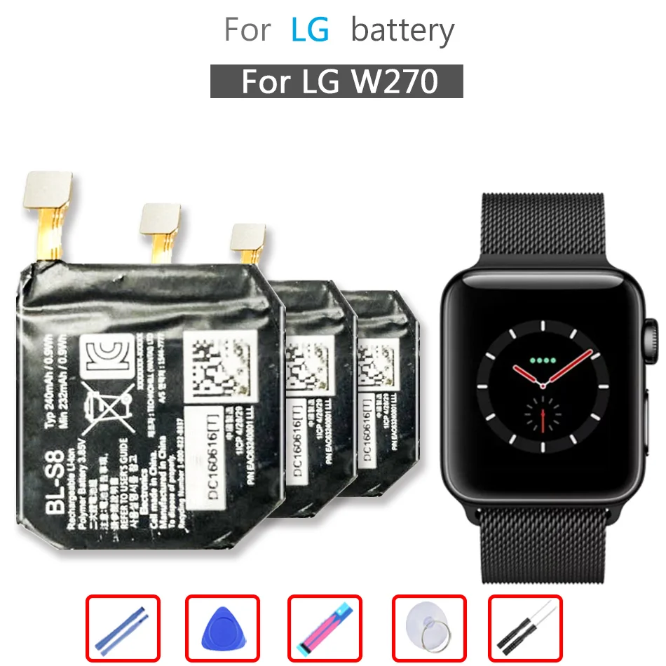 

Battery 240mAh For LG Watch W270 BL-S8 Watch Li-ion Bateria