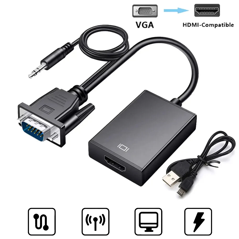 Адаптер-переходник с VGA на HDMI 1080P Full HD аудиовыходом