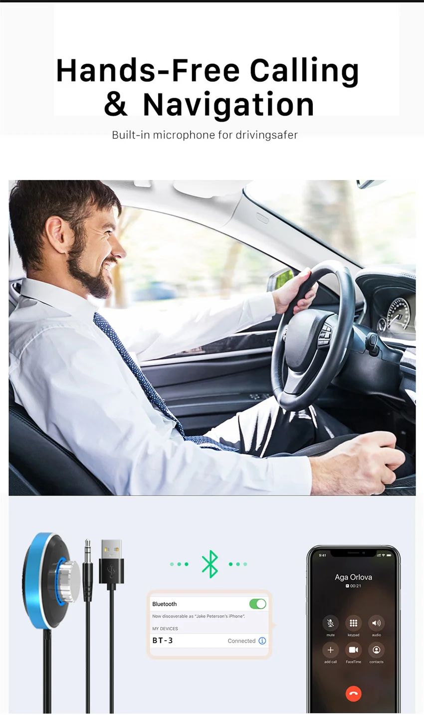 Bluetooth Aux адаптер беспроводной Автомобильный 5 0 аудио приемник 3 мм разъем USB стерео