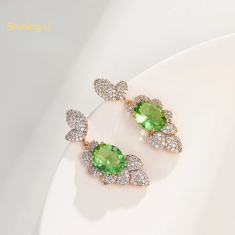 

Shining U Colored Gems Drop Earrings for Women Synthetic Stone Fashion Jewelry Banquet