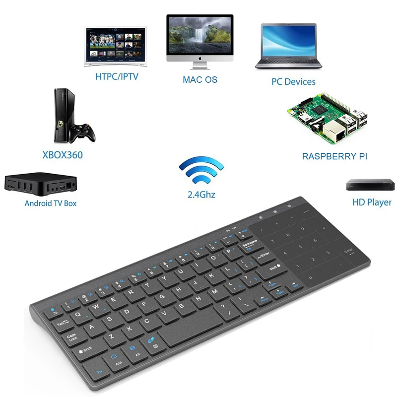 2.4GHz Wireless Keyboard with Number Touchpad Mouse 2 In 1 Thin Numeric Keypad for Android Windows Desktop Laptop PC TV Box |