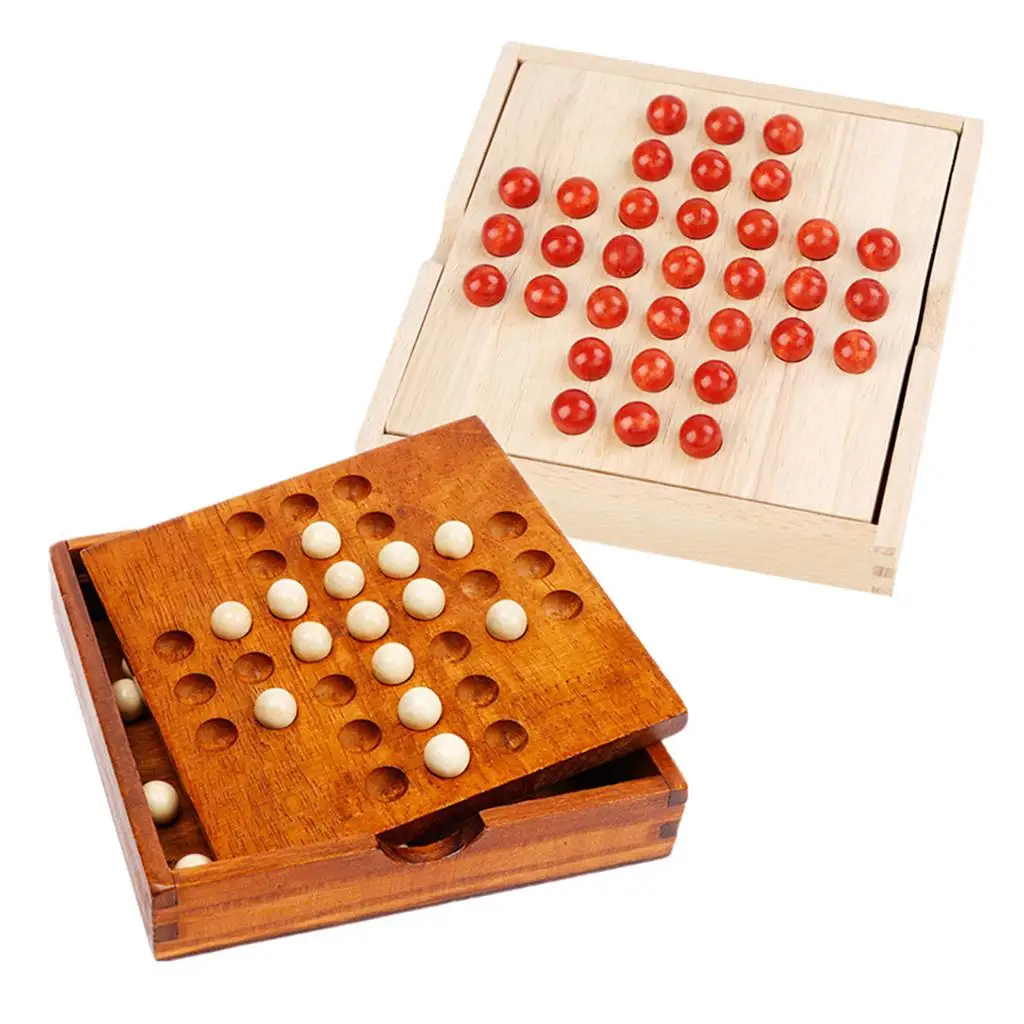 Деревянная мраморная настольная игра солитер для взрослых и детей набор