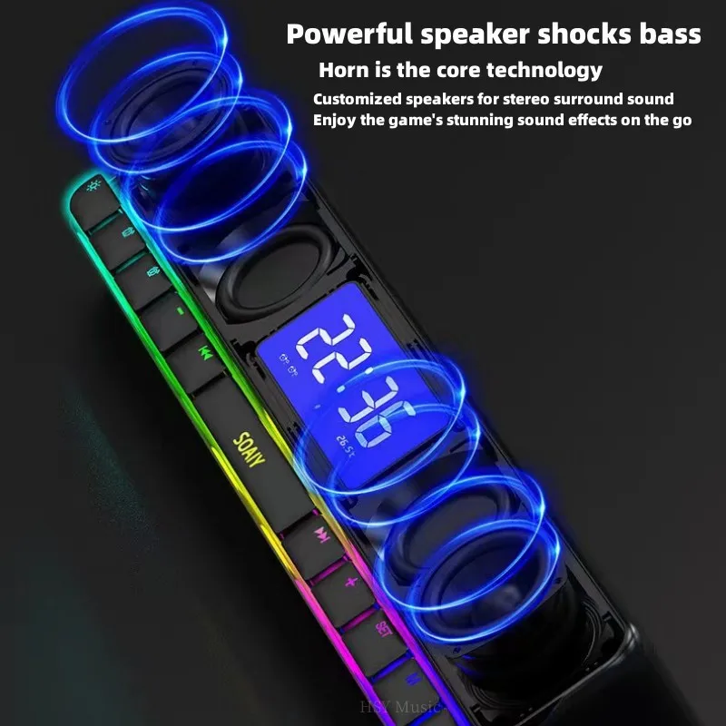Фото S6 RGB Bluetooth влияет на esports Bluetooth-колонки, стерео басы и компьютерные колонки с функцией FM-радио, поддержка TWS/AUX/U №4