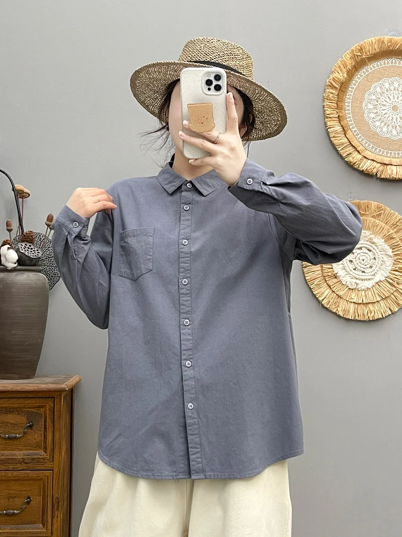 Молодежные блузки из 100% хлопка женские весенние в японском стиле с длинными