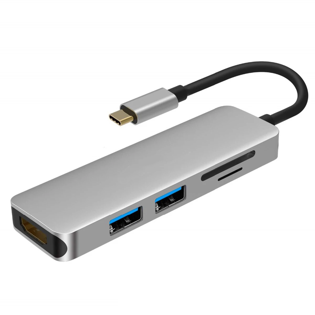 

5 в 1 Type C концентратор USB C к HDMI-совместимый 2 USB 3,0 5Gbs SD TF слот для карт 4K 1080P видео выход концентратор USB Type C концентратор адаптер