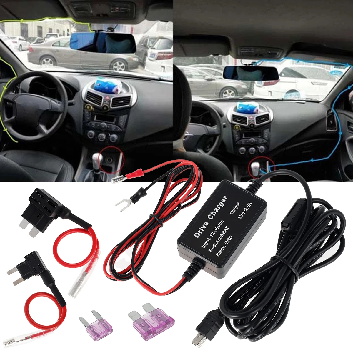 

Автомобильный комплект из жесткого провода, USB-предохранитель, комплект из жесткого провода с многоуровневой защитой, понижающий провод дл...