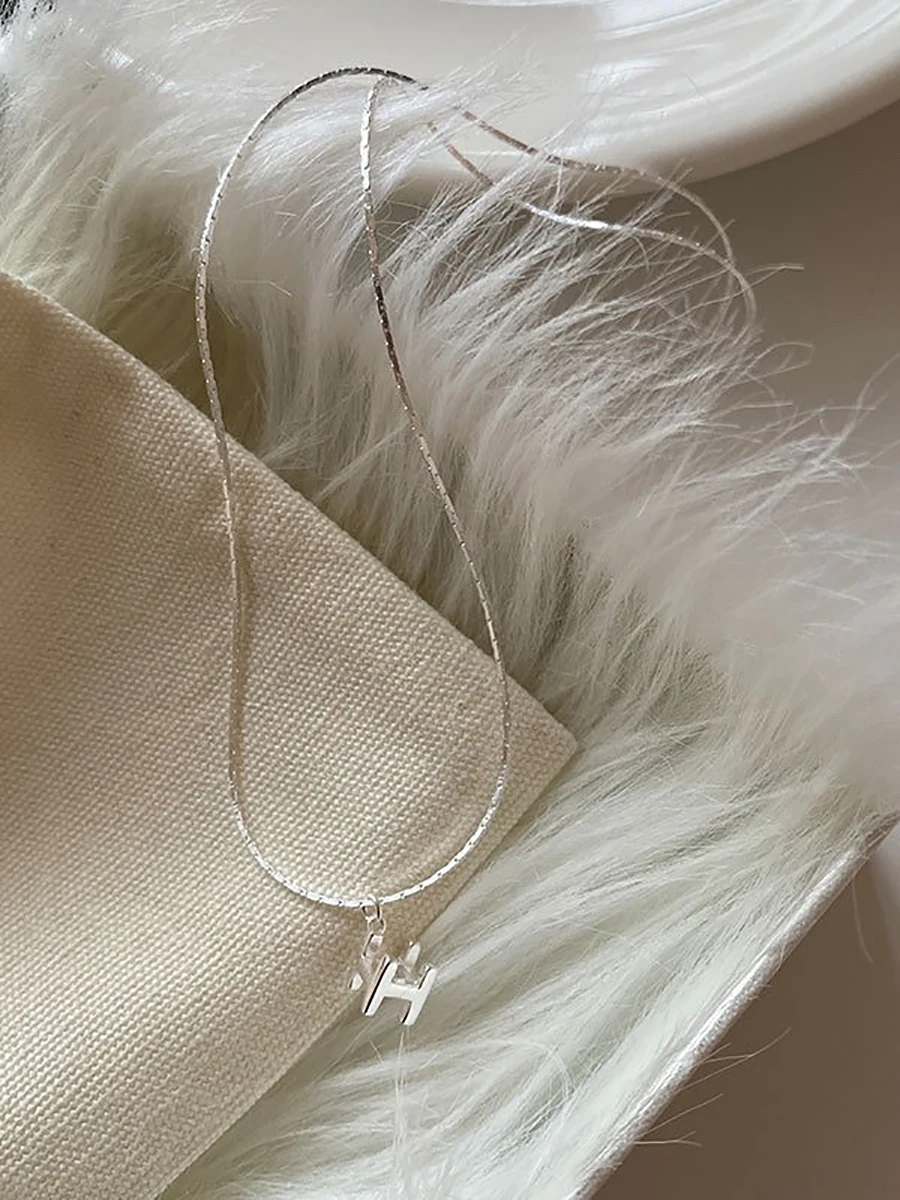 Ожерелье из стерлингового серебра 925 пробы с буквой H женское простое