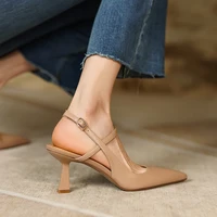 2022 summerspring women shoes pointed toe thin heel sandals solid high heels elegant cow leather shoes for women party shoes