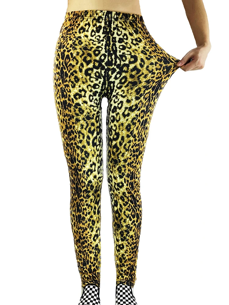 

CUHAKCI Workout Legging Yellow Leopard Pattern Women High Waist Sport Gym Print Leggins Scrunch Butt Fitness Yoga Pants Femme