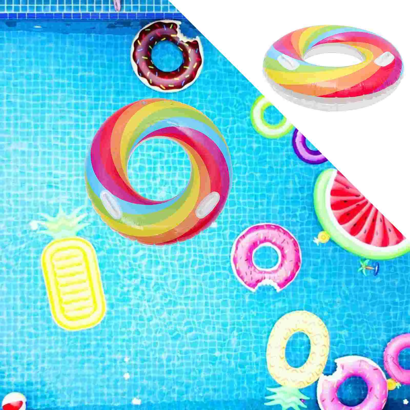 

Swim Pool Floats Ring Rings Inflatable Beach Rainbow Tube Swimming Fruit Water Tubestoddlers Inner Summerlounge Children Kids