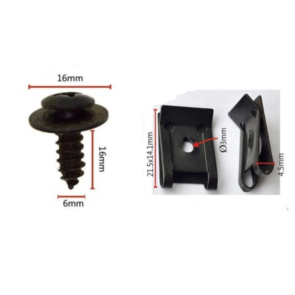 

15Set Spring Metal U-Type Clip With Screw Car Bumper Fender Trim Panel Fasteners Metal High Quality Exterior Car Parts