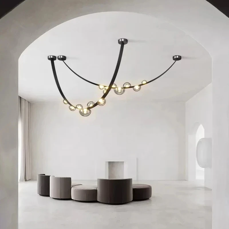 Современная потолочная подвесная люстра пояс стеклянный дизайн светильники для