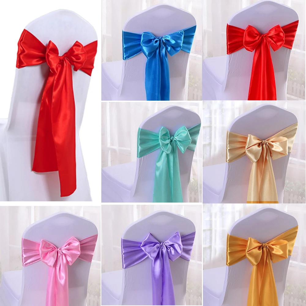 

1pc Satin Chair Bow Sash Wedding Chair Knot Decoration DIY Butterfly Ties For Party Event Hotel Banquet Indoor Outdoor Decorate