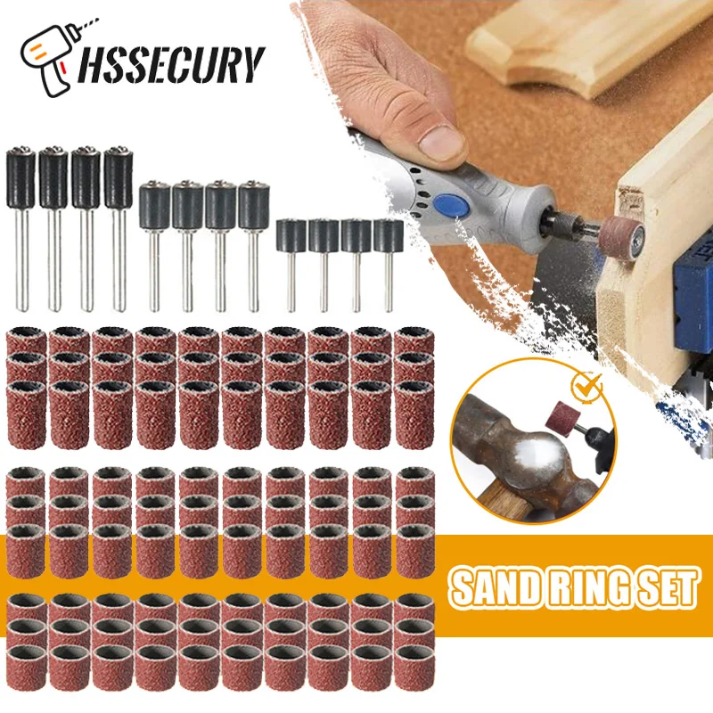 Dremel Sanding Drums Kit Sand Band 1/2 1/4 3/8 Inch Sand Mandrels Drum 120 Grit for Woodworking Nail Drill Rotary Abrasive Tools
