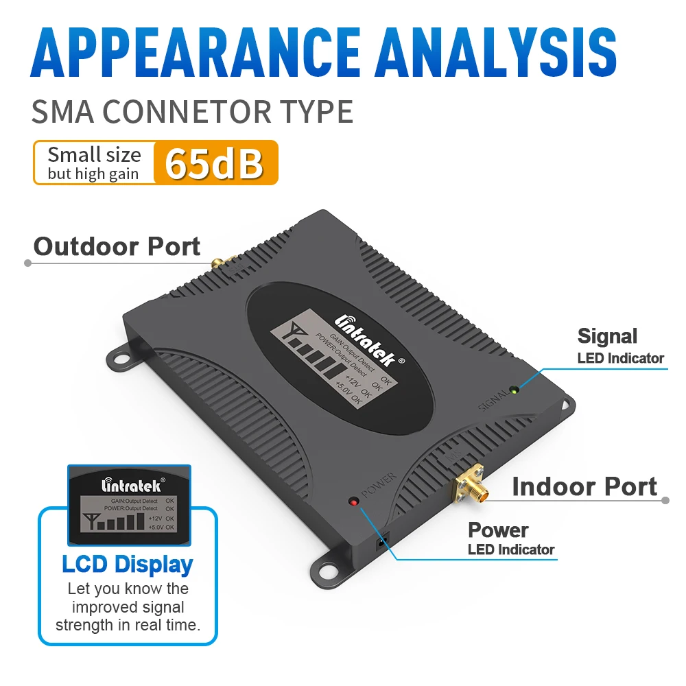 Ретранслятор Lintratek LTE 4G 1800 МГц GSM 900 усилитель сотовой связи 2G 3G DCS WCDMA 603-b3 сигнала