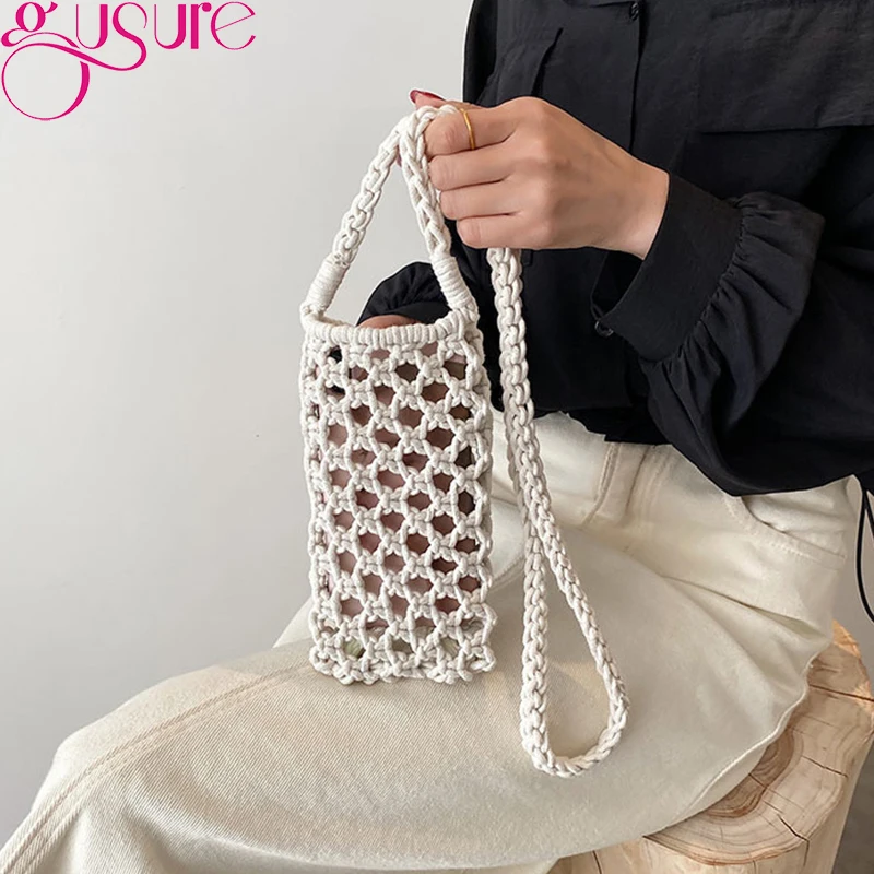 Повседневные плетеные сумки Gusure через плечо для отпуска женские летние вязаные