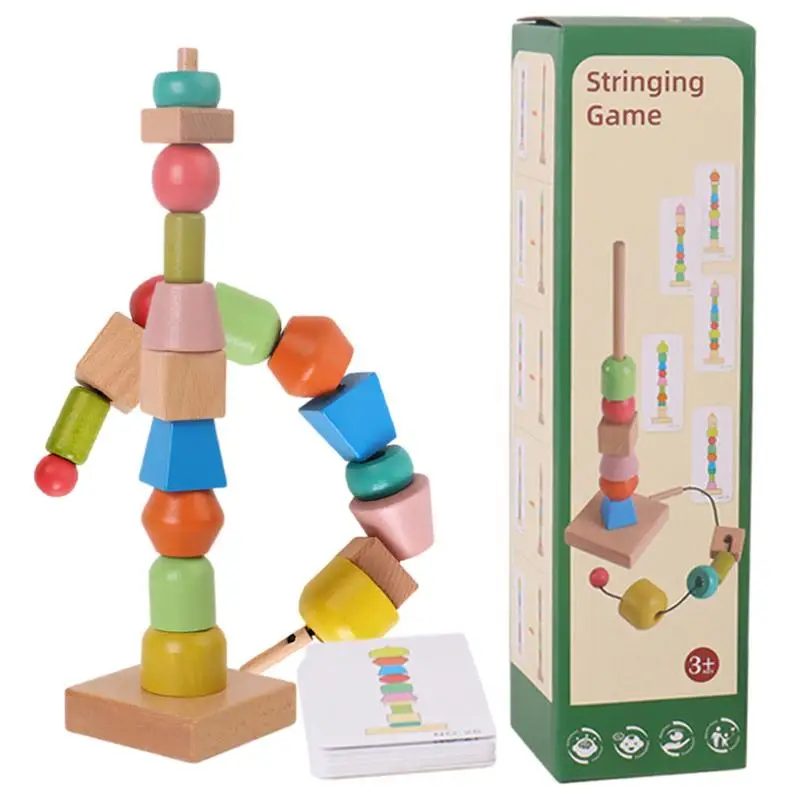 

Lacing Bead Set Woodiness Stacked Succession Building Blocks Game For Sort Educational Preschool Learning Montessori Building